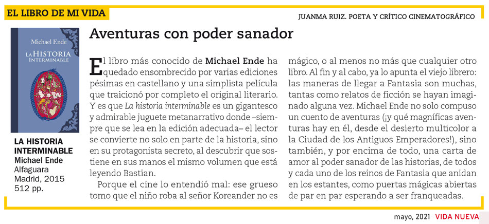 Juanma Ruiz recomienda a Michael Ende. Revista Vida Nueva