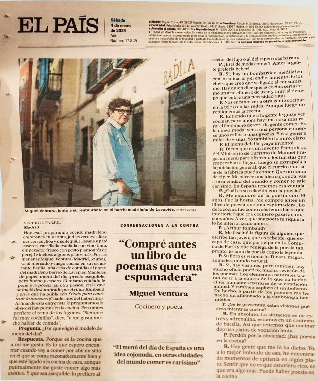 Miguel Ventura: PÉTALO PARA CONSTRUIR LO INMENSO, en EL PAÍS Miguel Ventura: PÉTALO PARA CONSTRUIR LO INMENSO, en EL PAÍS