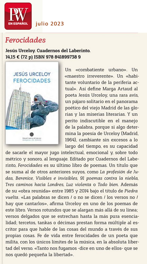 Jesús Urceloy: FEROCIDADES
