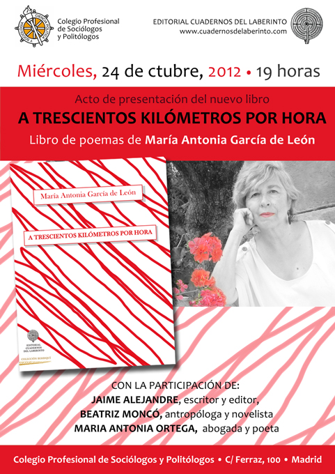 A TRESCIENTOS KILÓMETROS POR HORA, de María Antonia Gª de León Álvarez