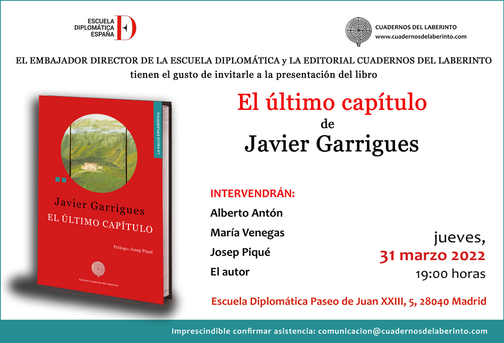Javier Garrigues presenta su novela El último capítulo