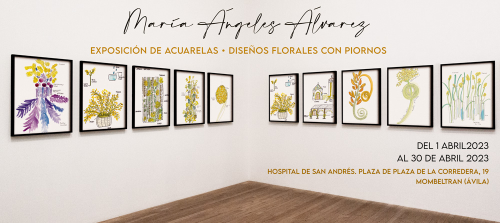 Exposición de acuarelas de arte floral pertenecientes al libro Gredos en amarillo, de María Ángeles Álvarez