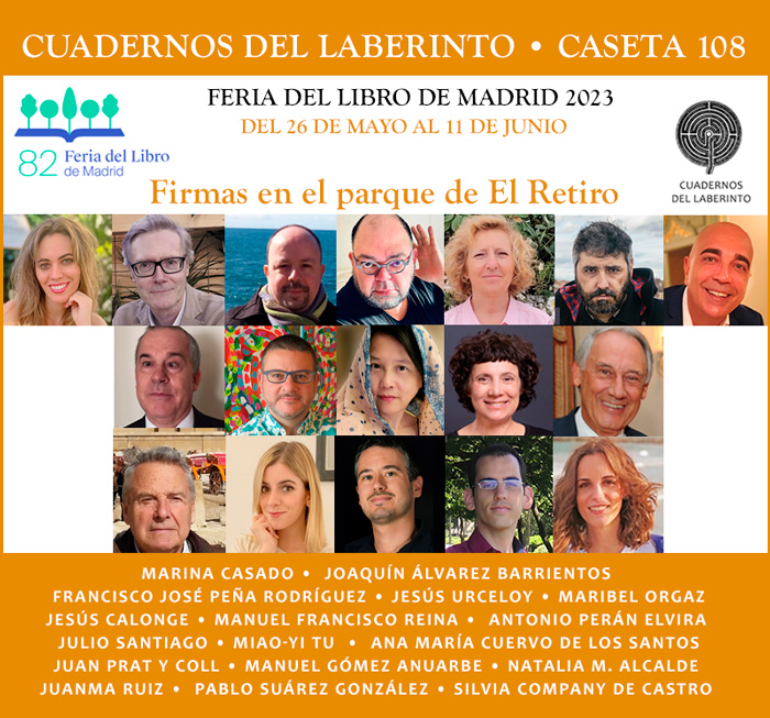 FERIA DEL LIBRO DE MADRID 2023. Editorial CUADERNOS DEL LABERINTO, Firma de autores. Caseta 108